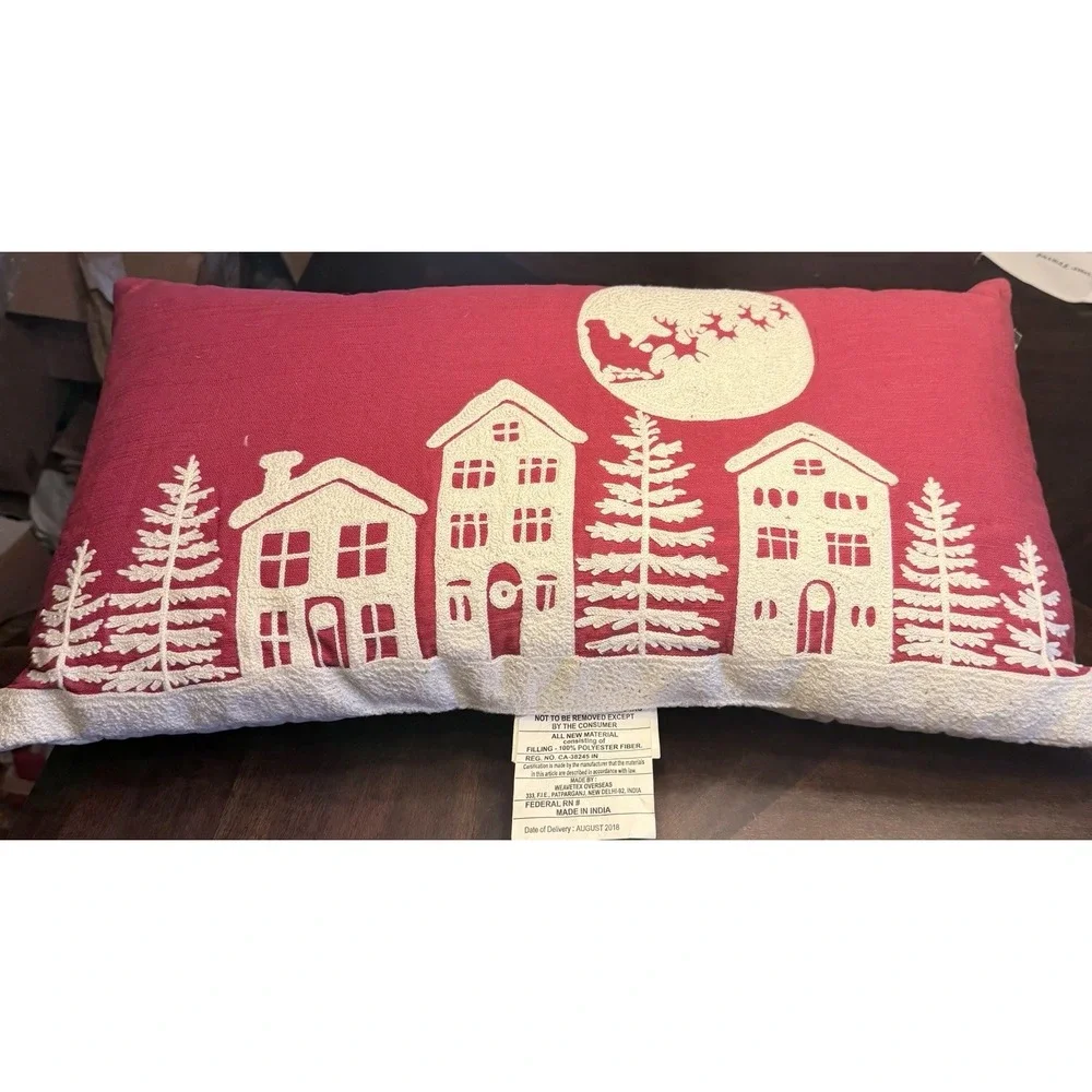 Threshold red embroidered